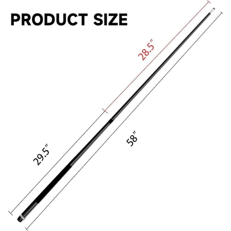 58" 2-Piece Fiberglass Graphite Composite Pool Cue Stick