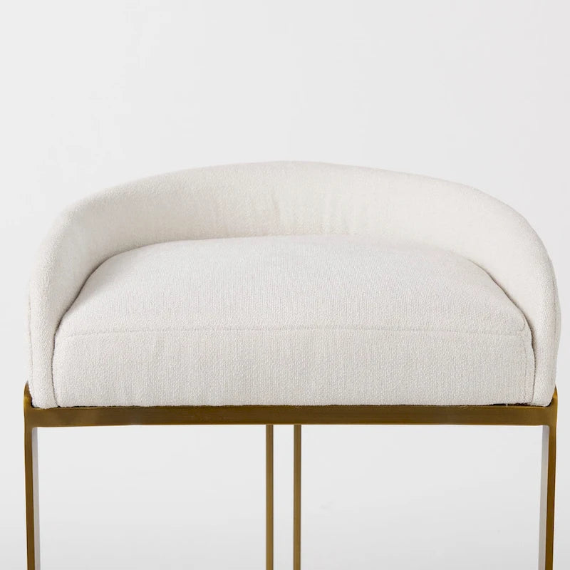Cream Fabric Counter Stool with Gold Metal Frame