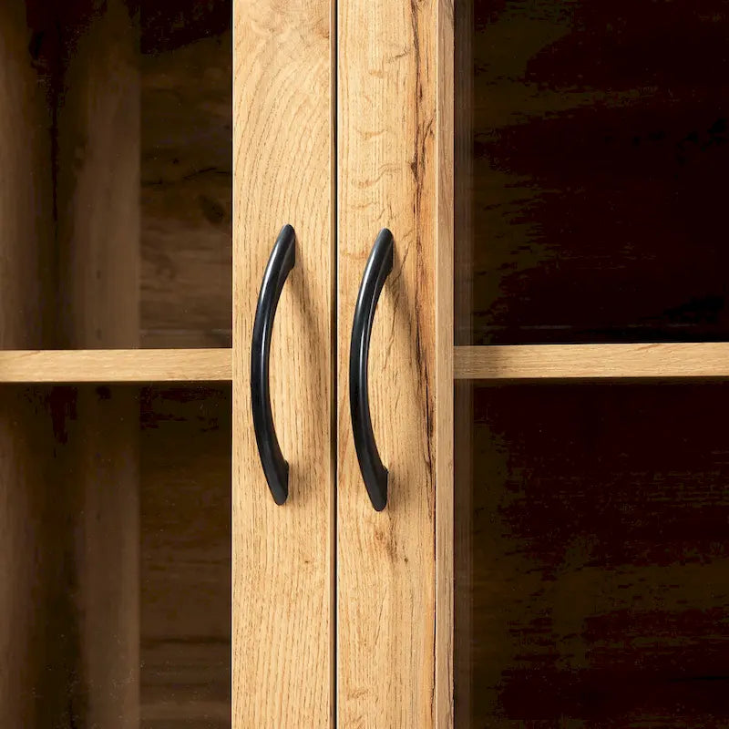 Modern Kitchen Wood Cabinet and Hutch - Oak Brown