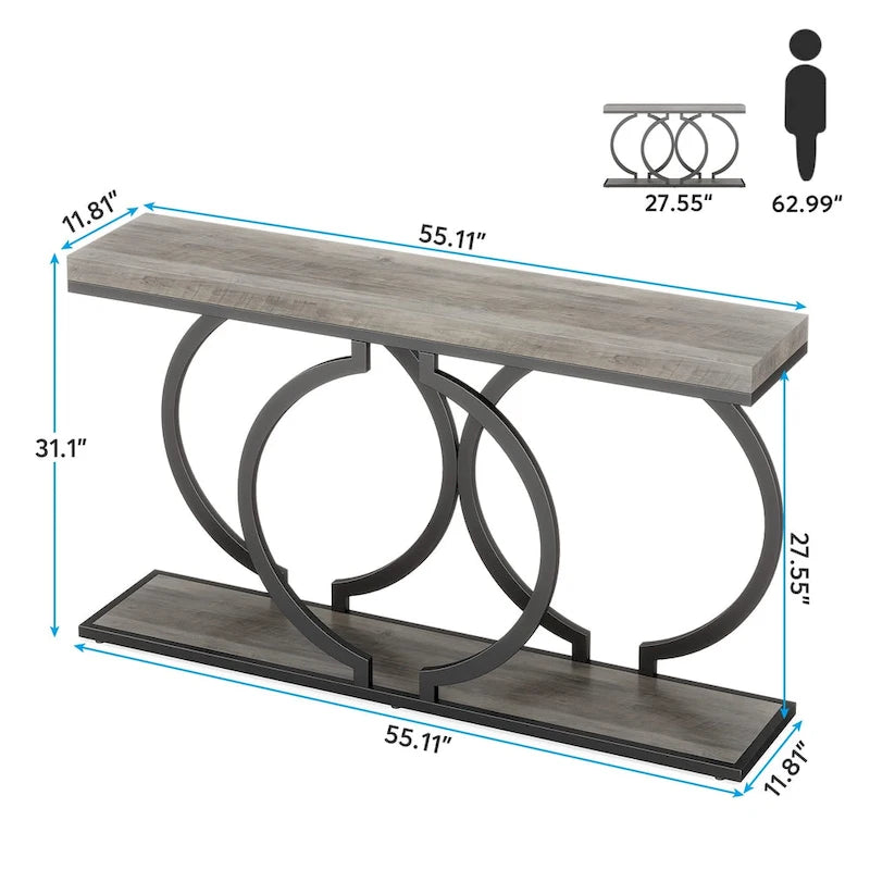 55 inch Gold Console Table, Faux Marble Entryway Table Narrow Long Sofa Table, Modern Accent Table for Living Room