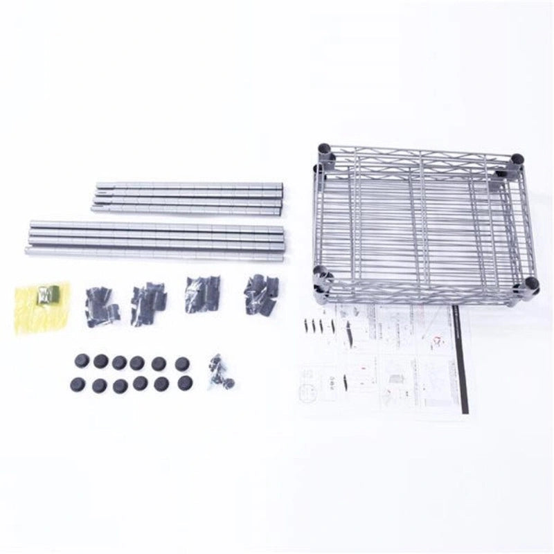 4-Shelf Carbon Steel Assembly Storage Rack - Silver Grey