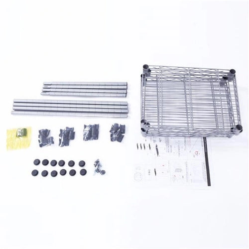 4-Shelf Carbon Steel Assembly Storage Rack - Silver Grey