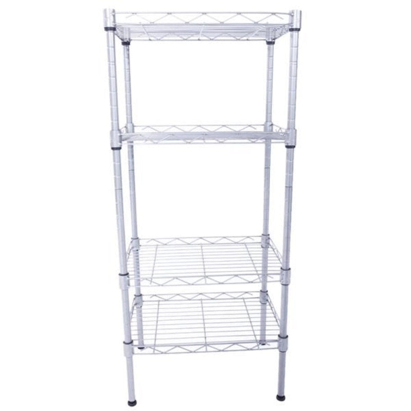 4-Shelf Carbon Steel Assembly Storage Rack - Silver Grey