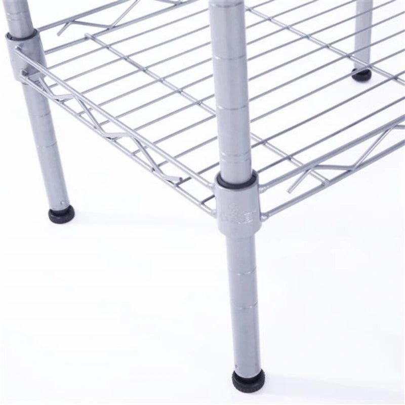 4-Shelf Carbon Steel Assembly Storage Rack - Silver Grey