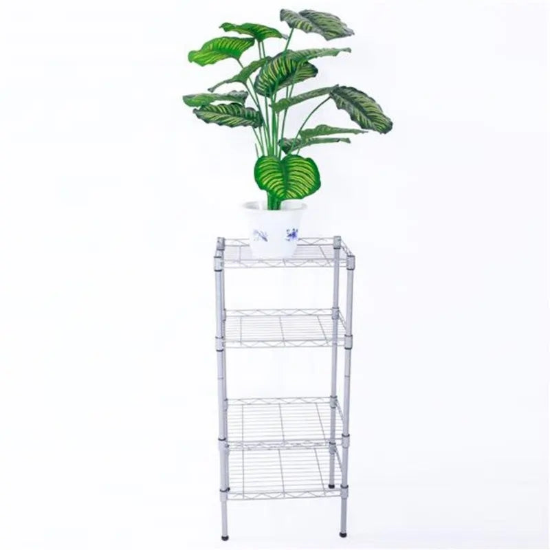 4-Shelf Carbon Steel Assembly Storage Rack - Silver Grey