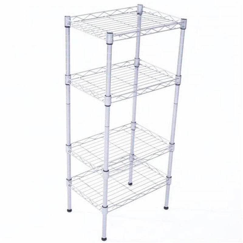 4-Shelf Carbon Steel Assembly Storage Rack - Silver Grey