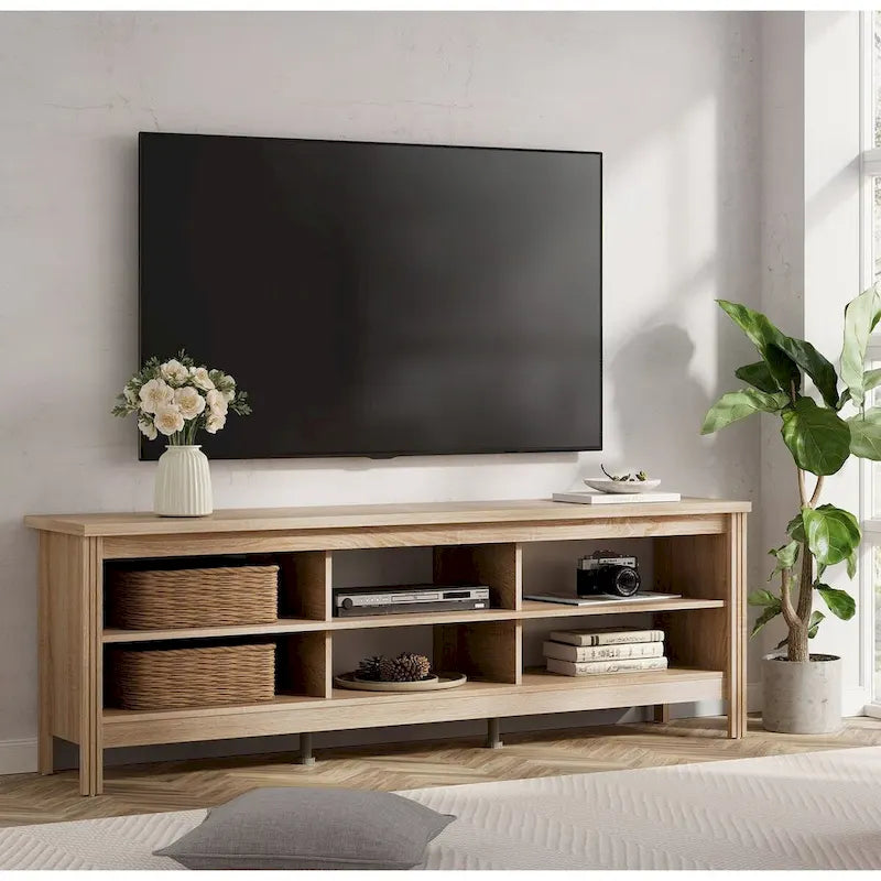 TV Stand for 75 Inch TV, Wood Entertainment Center with Storage, 70