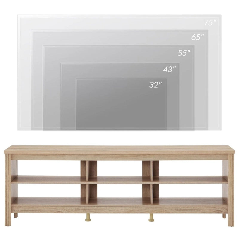 TV Stand for 75 Inch TV, Wood Entertainment Center with Storage, 70
