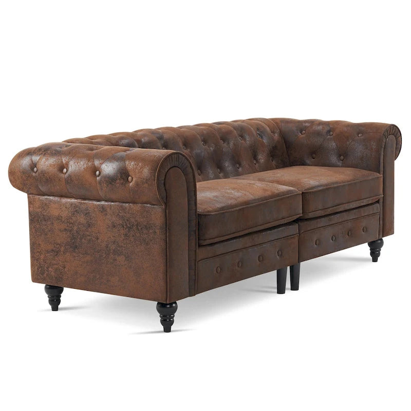 Small Velvet Tufting Sofa - Mid Century Vintage