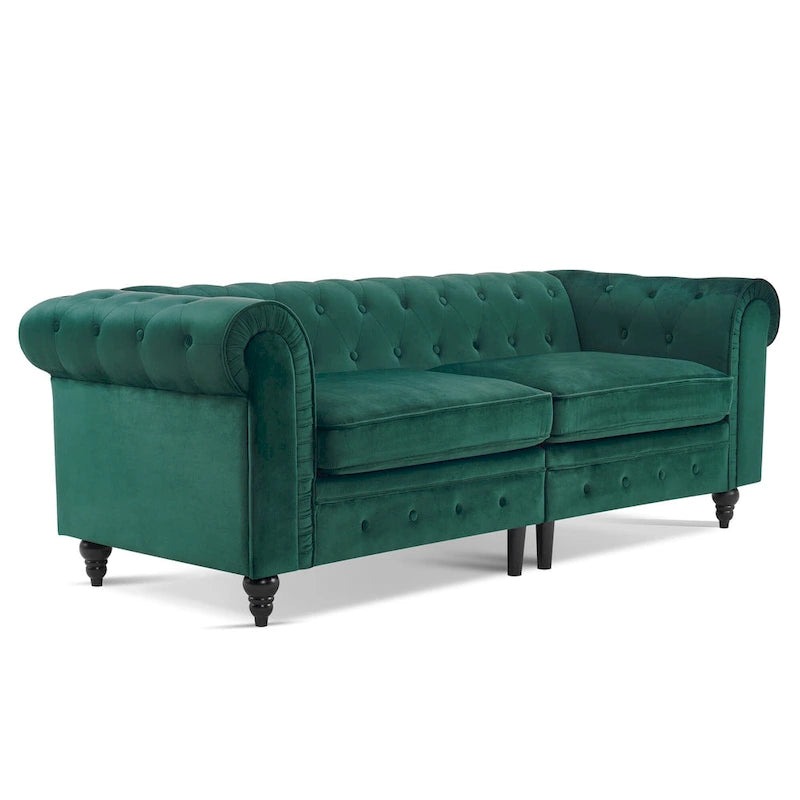 Small Velvet Tufting Sofa - Mid Century Vintage