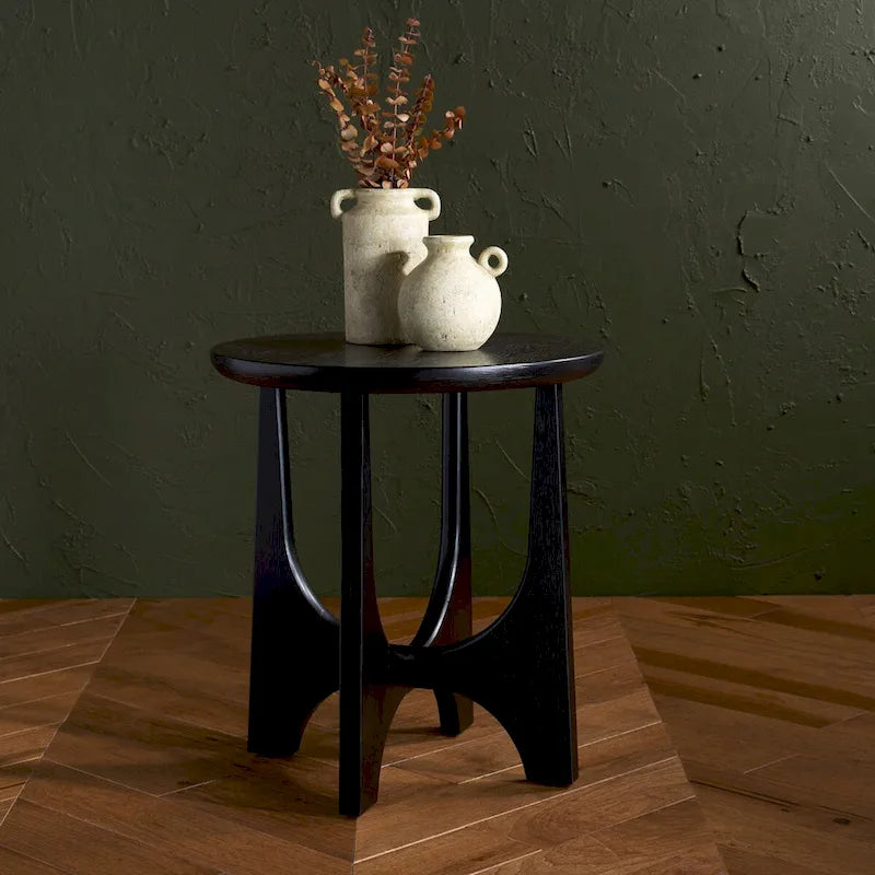 Mid-Century Wood Accent Table with Whitewash Finish - 20W x 20D x 22H