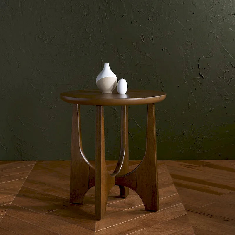 Mid-Century Wood Accent Table with Whitewash Finish - 20W x 20D x 22H
