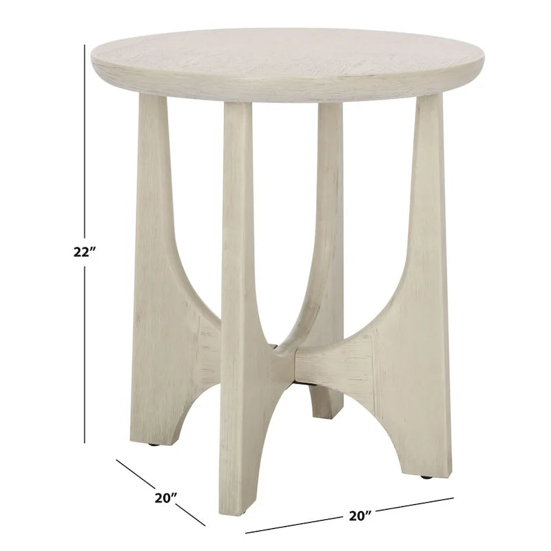 Mid-Century Wood Accent Table with Whitewash Finish - 20W x 20D x 22H