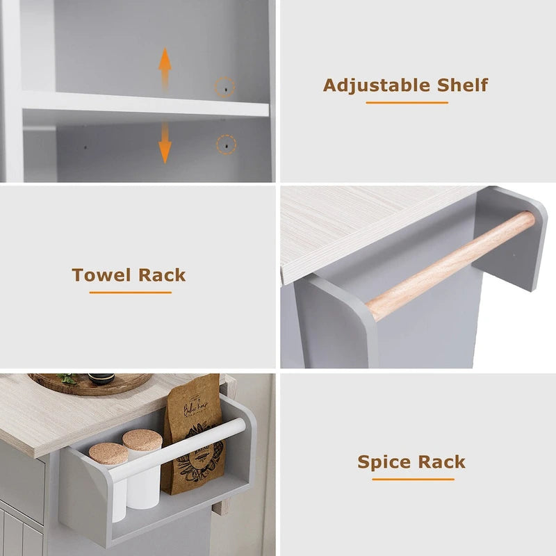 Kitchen Island with Trash Can Storage Cabinet