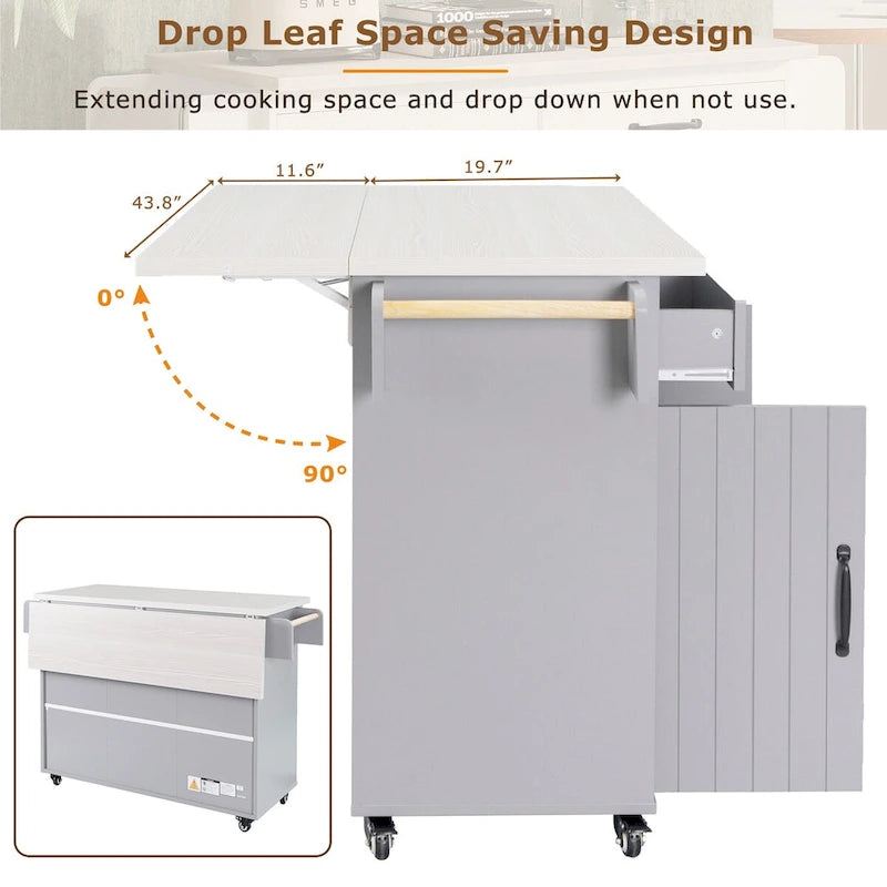 Kitchen Island with Trash Can Storage Cabinet