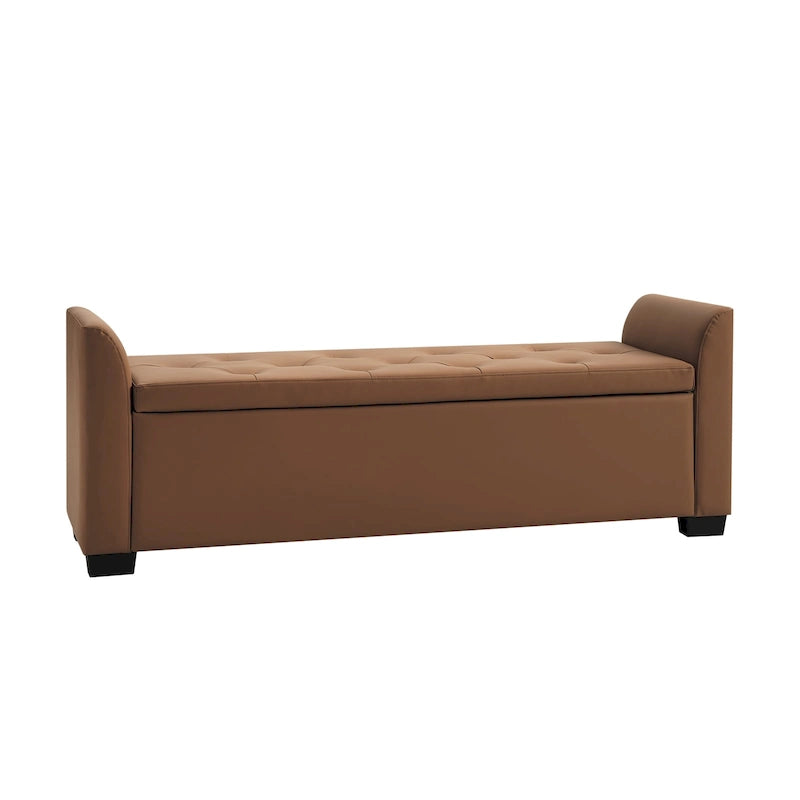 Traditional Tufted Storage Bench with Flared Arms - 57.75"W