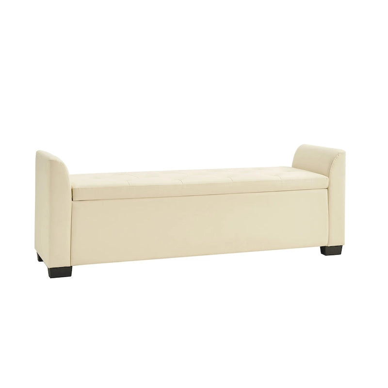Traditional Tufted Storage Bench with Flared Arms - 57.75"W