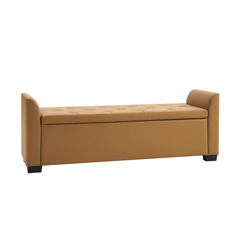 Traditional Tufted Storage Bench with Flared Arms - 57.75"W
