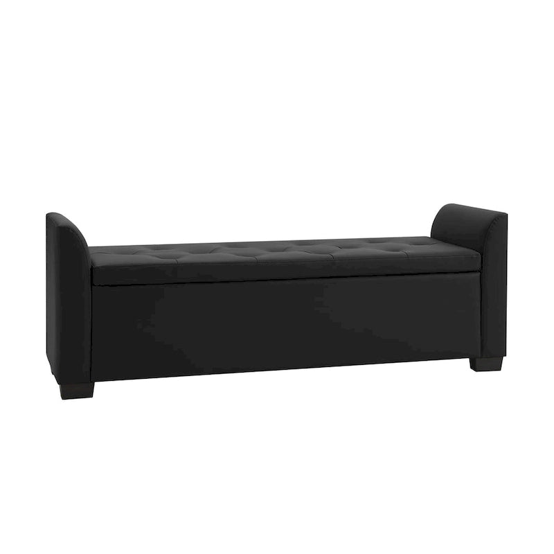 Traditional Tufted Storage Bench with Flared Arms - 57.75"W