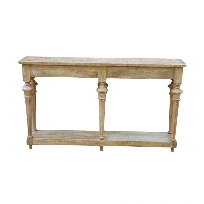 60-Inch Traditional Turned Leg Console Table - Mango Hardwood