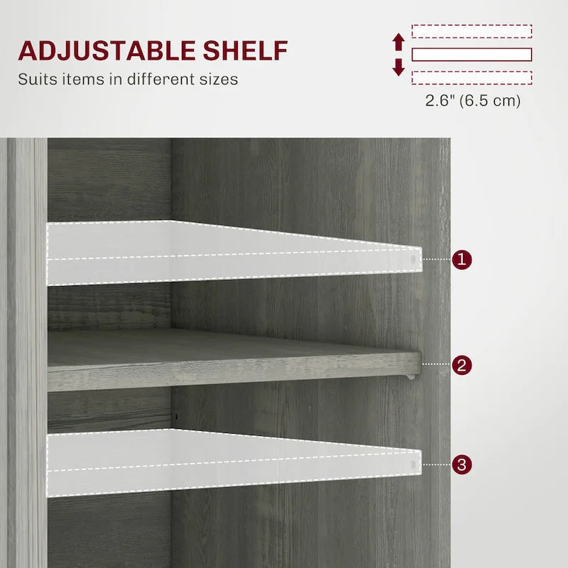 Sideboard Storage Cabinet with Solid Rubberwood Top and 3 Drawers - Distressed Light Grey