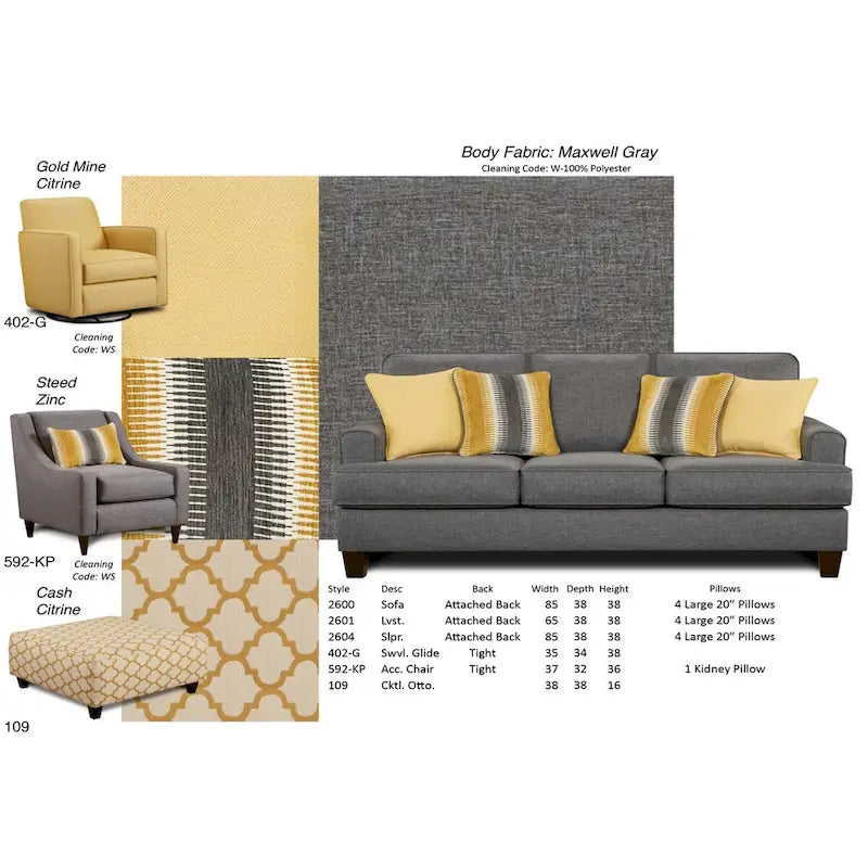 Gray Queen Sleep Sofa with Sloped Track Arms