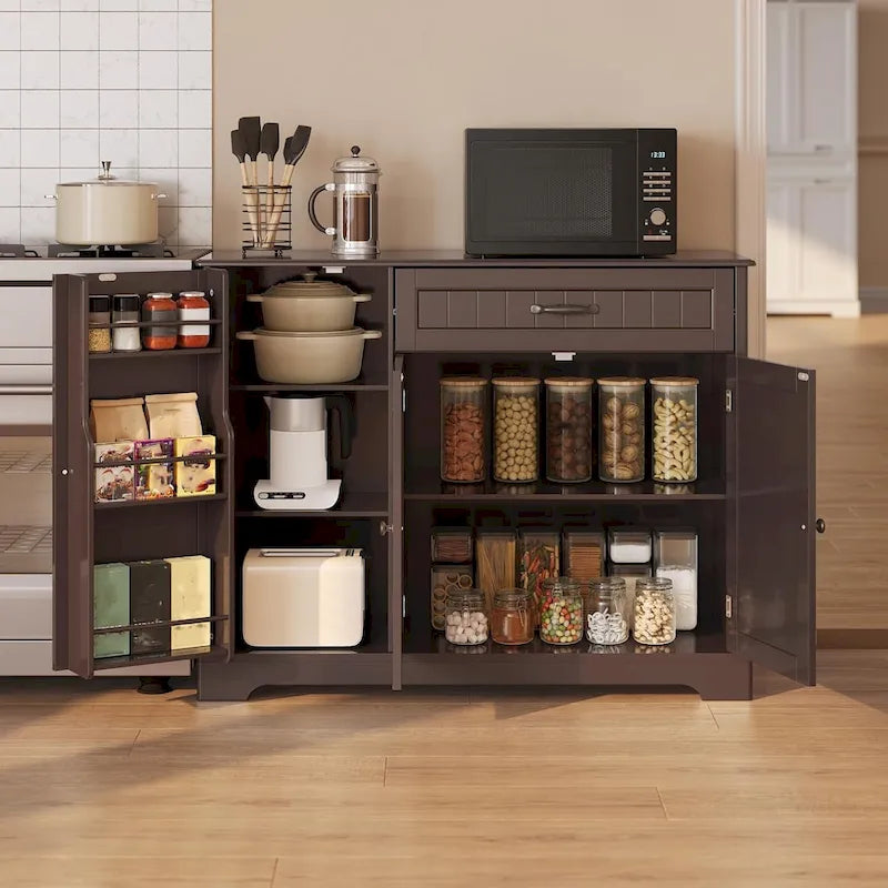 Buffet Cabinet Storage Sideboard, Kitchen Sideboard Storage Buffet Cabinet with Drawer and 3 Doors