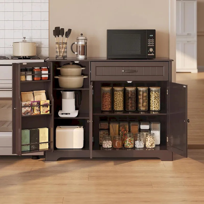 Buffet Cabinet Storage Sideboard, Kitchen Sideboard Storage Buffet Cabinet with Drawer and 3 Doors