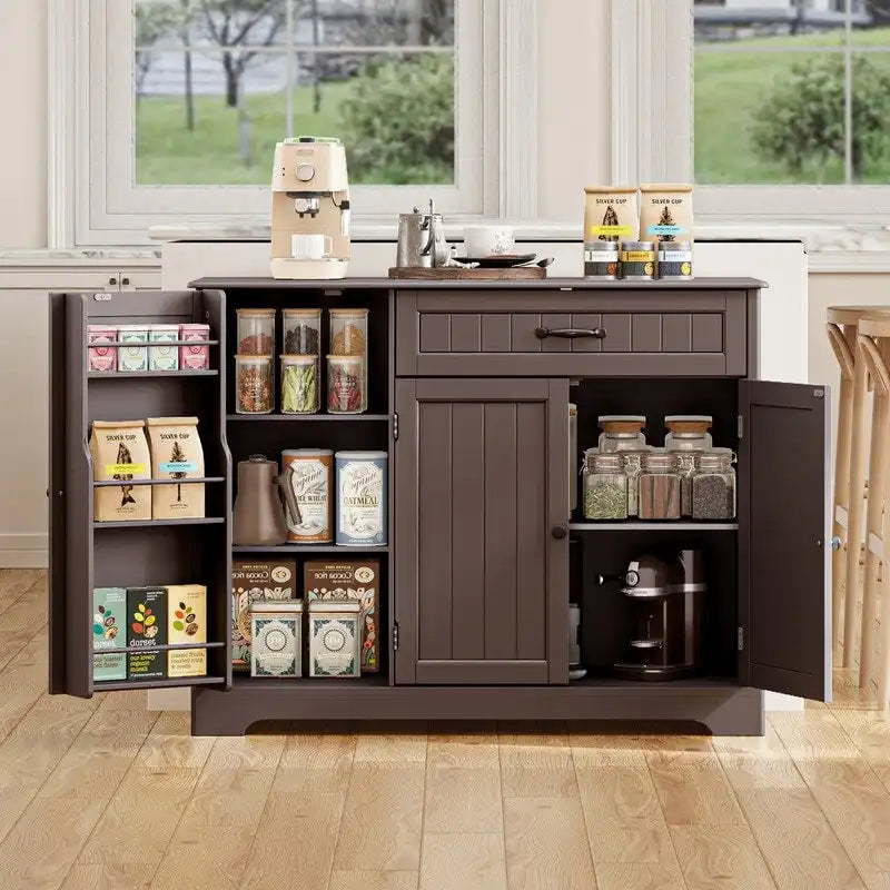 Buffet Cabinet Storage Sideboard, Kitchen Sideboard Storage Buffet Cabinet with Drawer and 3 Doors