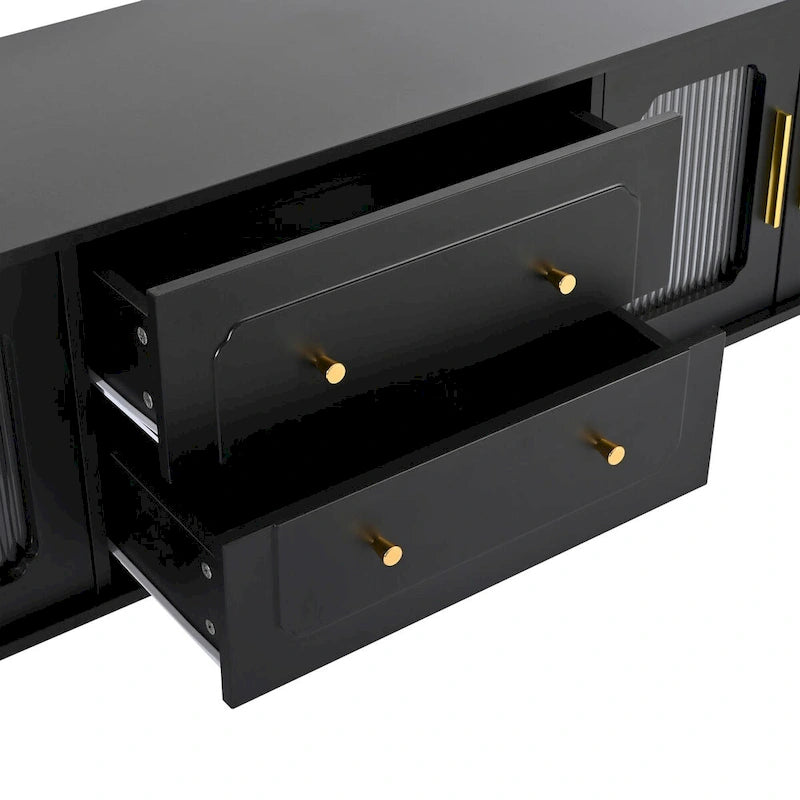Practical Media Console with 2 Drawers and Cabinets