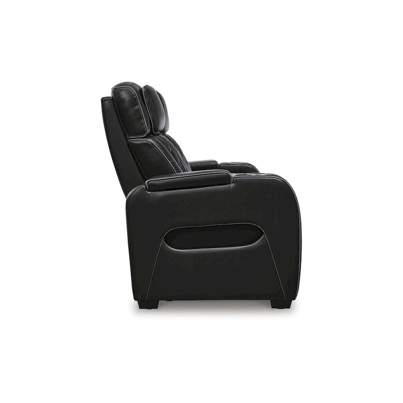 Black Power Reclining Sofa with Air Massage and Heated Seats - 86W x 38D x 44H