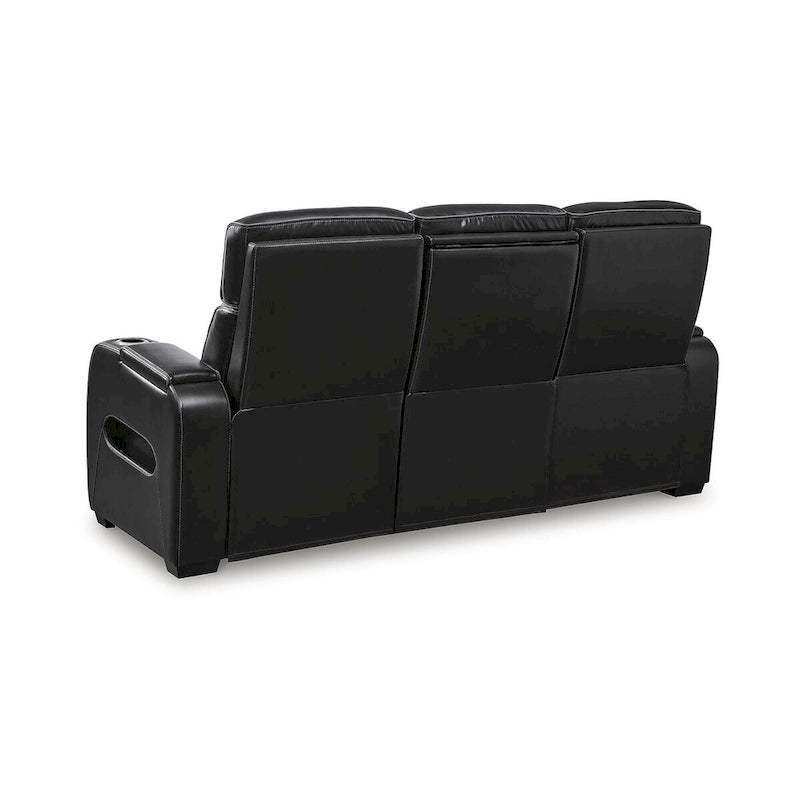 Black Power Reclining Sofa with Air Massage and Heated Seats - 86W x 38D x 44H