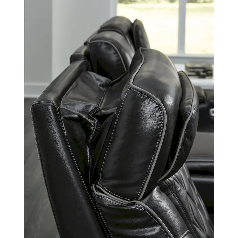 Black Power Reclining Sofa with Air Massage and Heated Seats - 86W x 38D x 44H