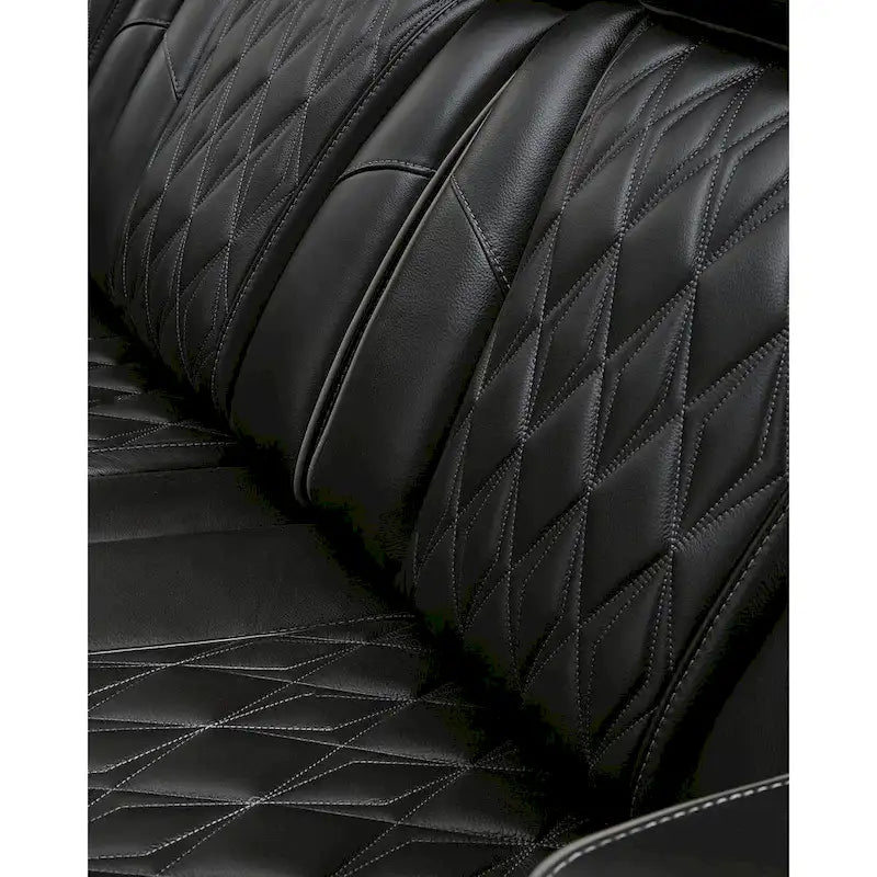 Black Power Reclining Sofa with Air Massage and Heated Seats - 86W x 38D x 44H