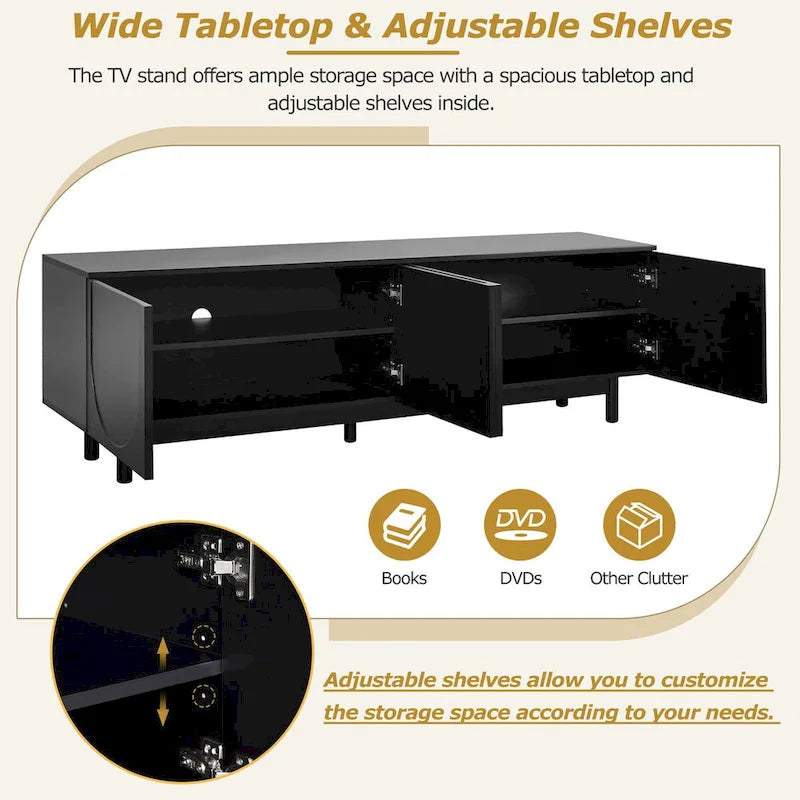 TV Stand with Arch Cabinets for TVs Up to 78" - Entertainment Center