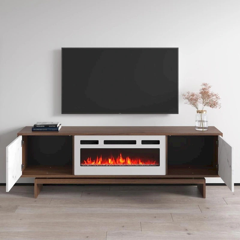 Fireplace TV Stand with Electric Insert - Fits TVs up to 80"