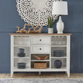 White Server with Stemware Rack and Adjustable Shelves