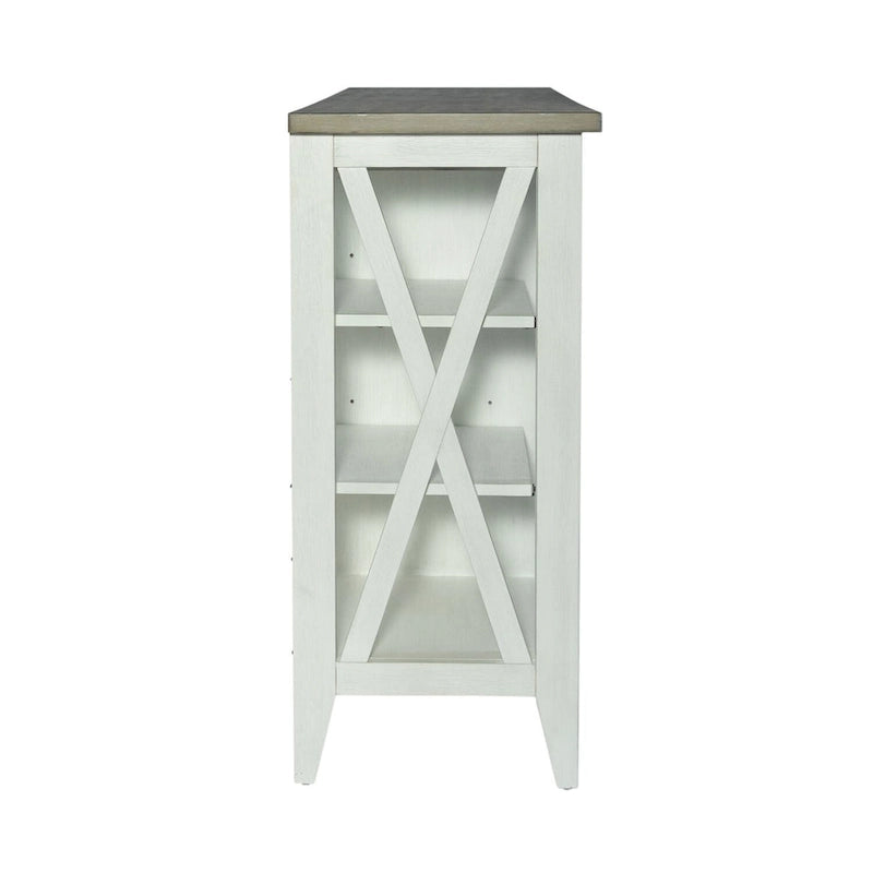 White Server with Stemware Rack and Adjustable Shelves