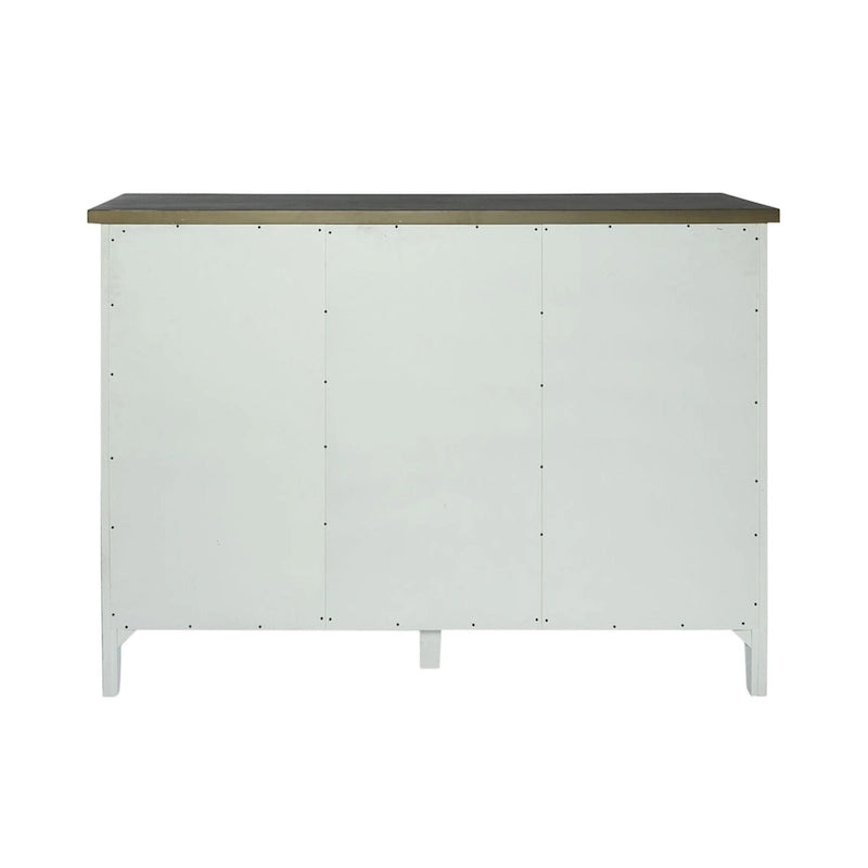White Server with Stemware Rack and Adjustable Shelves