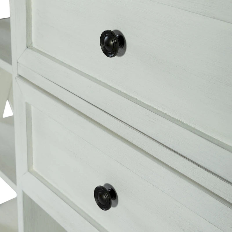 White Server with Stemware Rack and Adjustable Shelves