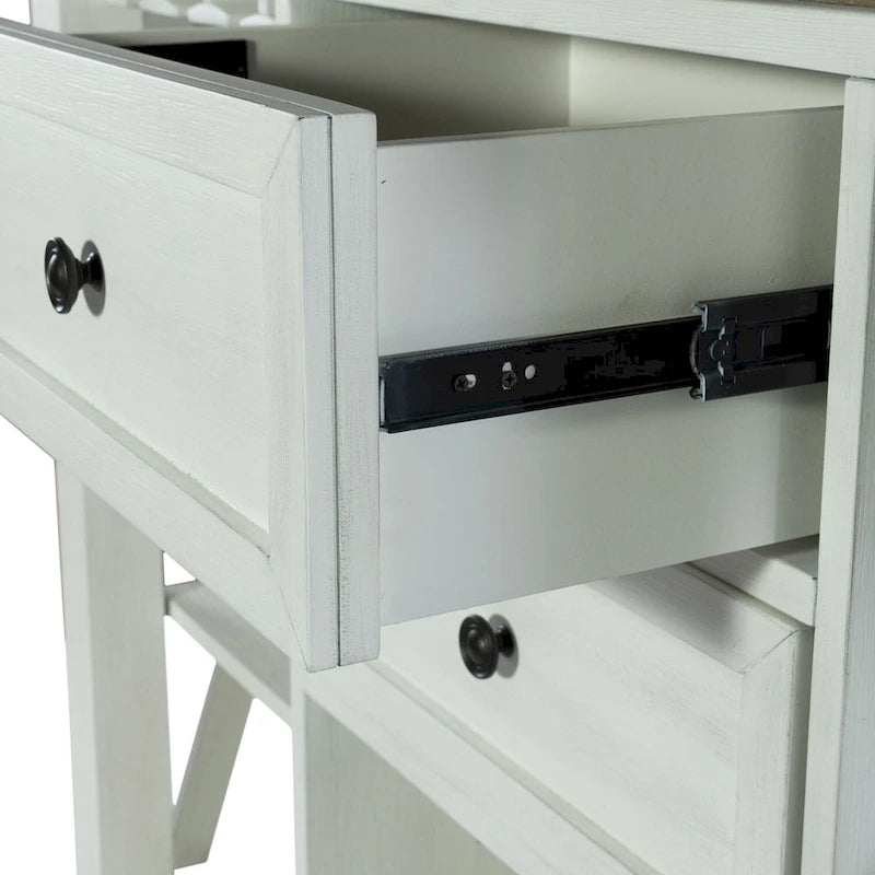White Server with Stemware Rack and Adjustable Shelves