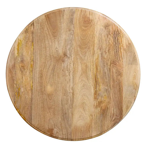 Table de salle à manger ronde de 122 cm, pied central en bois de manguier naturel ancien