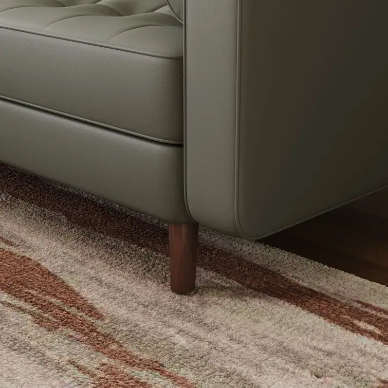 70" Tufted Faux Leather Square Arm Sofa with 2 Toss Pillows