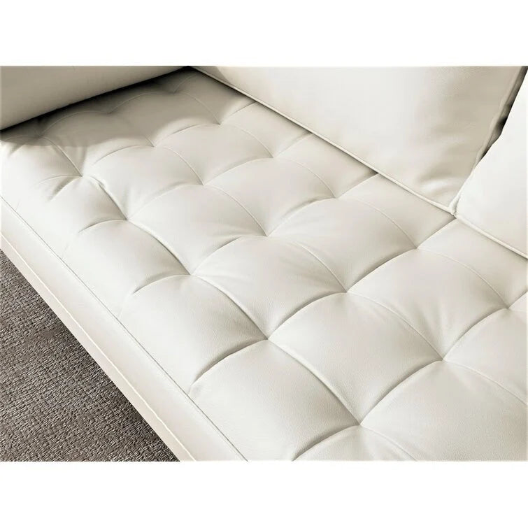 70" Tufted Faux Leather Square Arm Sofa with 2 Toss Pillows