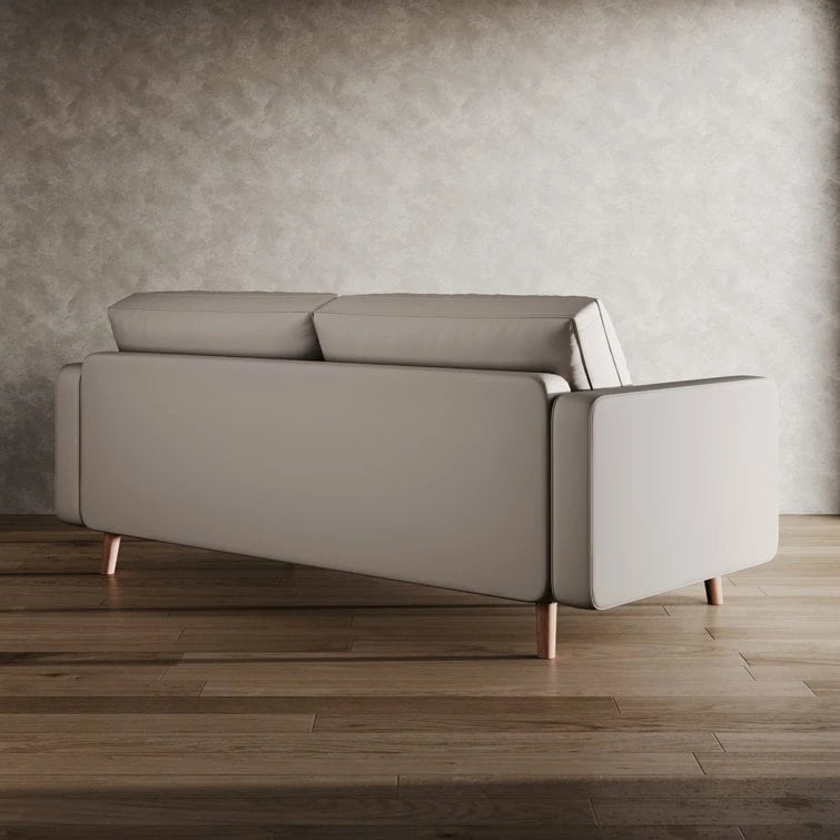 70" Tufted Faux Leather Square Arm Sofa with 2 Toss Pillows
